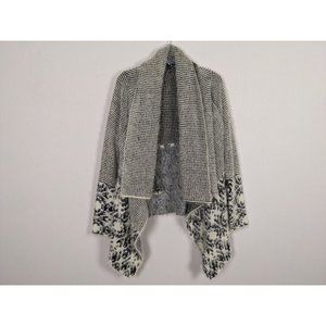 BUFFALO David Bitton Brigit black and white fuzzy waterfall cardigan sweater‎ SP